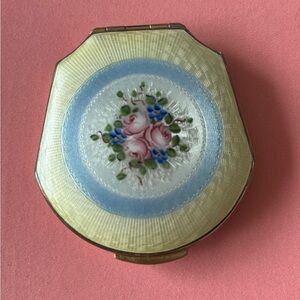 Vintage Guilloche Enamel Powder Rouge RARE